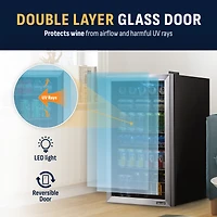 Newair 126 Can Freestanding Beverage Fridge in Stainless Steel with Adjustable Shelves