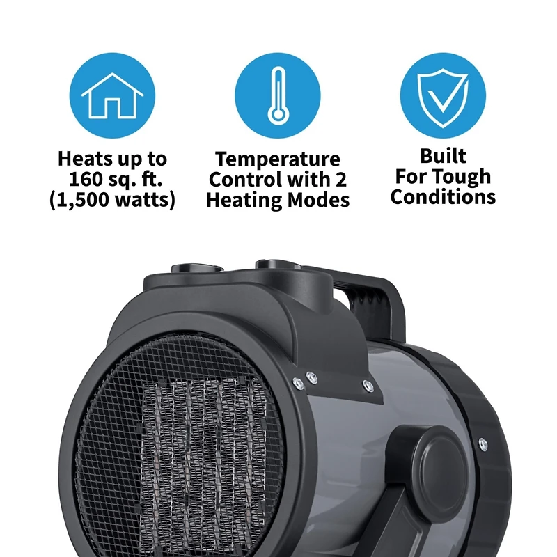 New air Portable Ceramic 120v Electric Garage Heater, 160 sq. ft with Adjustable Tilt Head, Perfect for Garages, Workshops and More