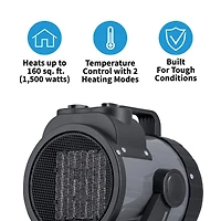 New air Portable Ceramic 120v Electric Garage Heater, 160 sq. ft with Adjustable Tilt Head, Perfect for Garages, Workshops and More