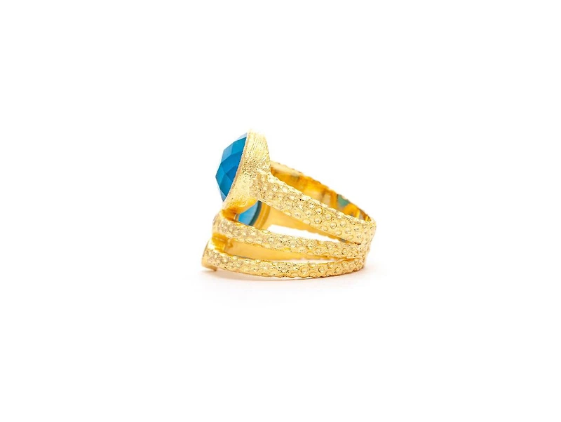 Turquoise Crystal and Cubic Zirconia Stack Band Ring