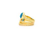 Turquoise Crystal and Cubic Zirconia Stack Band Ring