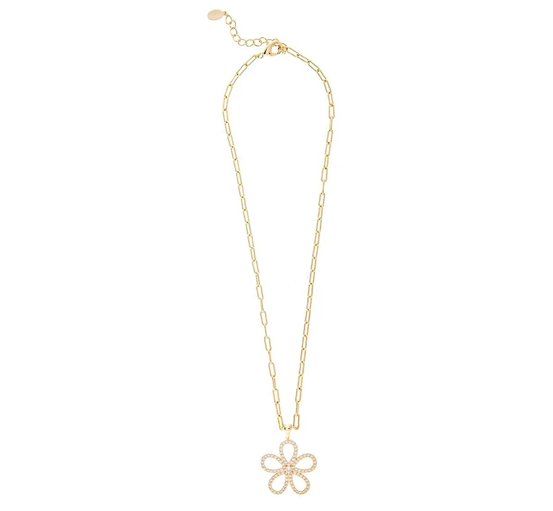 Rivka Friedman Cubic Zirconia Flower Pendant Necklace