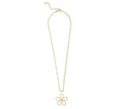 Rivka Friedman Cubic Zirconia Flower Pendant Necklace