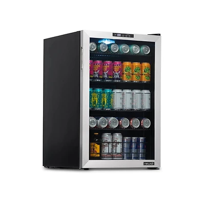 Newair 160 Can Freestanding Beverage Fridge in Stainless Steel with Split Shelf and Precision Digital Thermostat