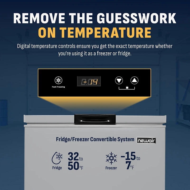 Newair 5 Cu. Ft. Mini Deep Chest Freezer and Refrigerator in Cool Gray with Digital Temperature Control, Fast Freeze Mode, Stay-Open Lid, Removable St