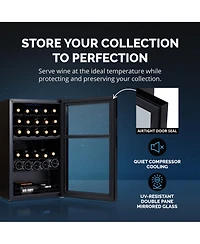 Newair Shadow Series Wine Cooler Refrigerator 33 Bottle Dual Temperature Zones, Freestanding Mirrored Wine Fridge with Double-Layer Tempered Glass Doo