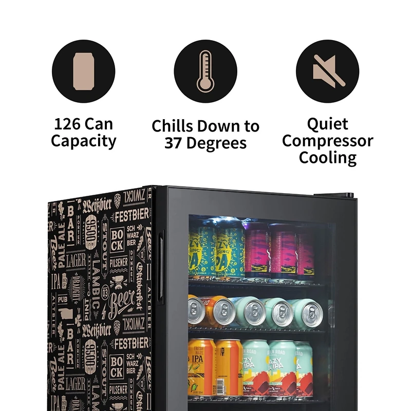 Newair "Beers of the World" 126 Can Beer and Beverage Fridge with SplitShelf