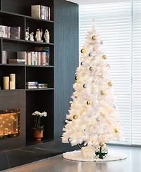 Glitzhome 8' Pre-Lit Pine Slim Artificial Christmas Tree with 500 Warm Lights, Three Function