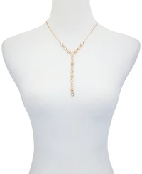 T Tahari Gold-Tone Clear Light Glass Stone Y Necklace