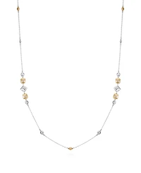 T Tahari Silver-Tone Clear Glass Stone Charm Station Long Necklace