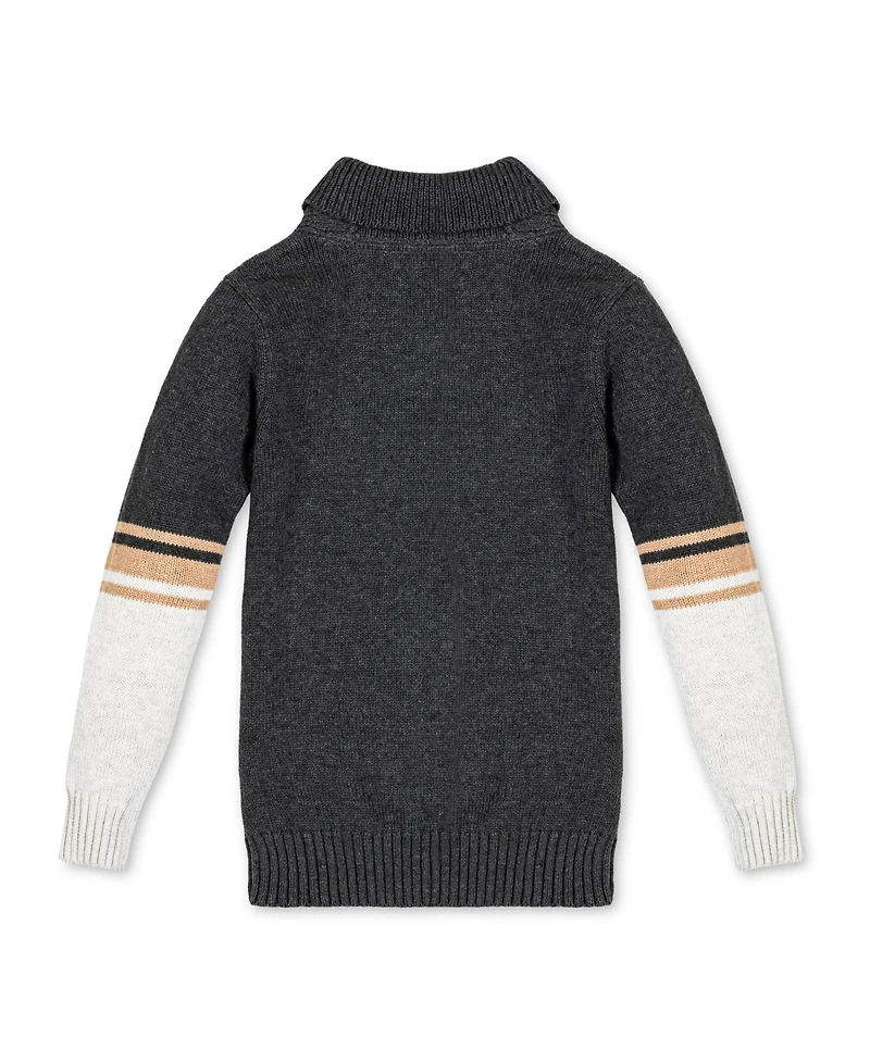 Hope & Henry Baby Boys Long Sleeve Striped Shawl Collar Sweater