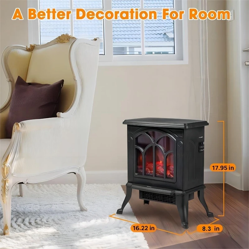 Sugift 16in W Electric Fireplace Flame Stove Heater Space Heater Indoor