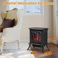 Sugift 16in W Electric Fireplace Flame Stove Heater Space Heater Indoor