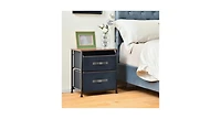 20 Inch Height Industrial Nightstand with 2 Pull-out Fabric Drawers