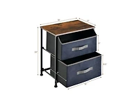 20 Inch Height Industrial Nightstand with 2 Pull-out Fabric Drawers