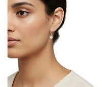 Sterling Silver with Freshwater White Pearl Ribbon Swirl Dangle Drop Earrings