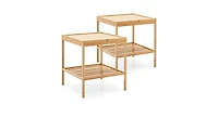 2 Pieces 2 Tiers Bamboo Nightstand for Living Room Bedroom-Natural