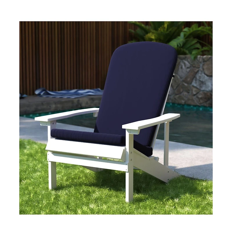 Merrick Lane Riviera Set Of 2 Indoor/Outdoor High Back Adirondack Chair Cushions With Elastic Strap And Water Resistant Covers