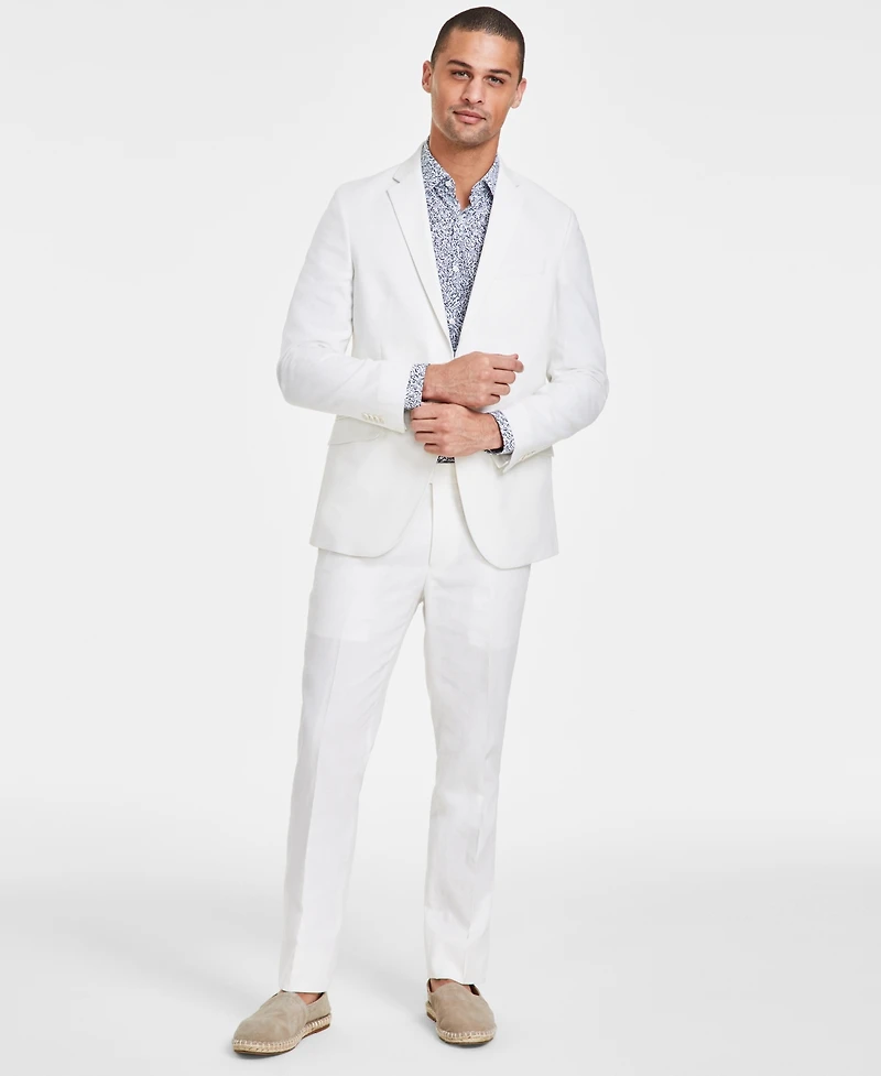 Kenneth Cole Reaction Men's Slim-Fit Stretch Linen Solid Suit