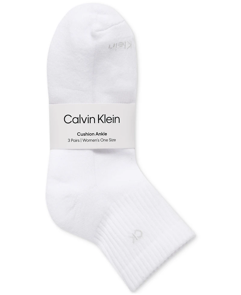 Calvin Klein Women's 3-Pk. Cushion Quarter Socks