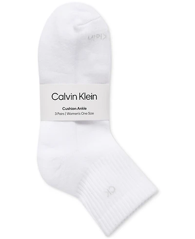 Calvin Klein Women's 3-Pk. Cushion Quarter Socks