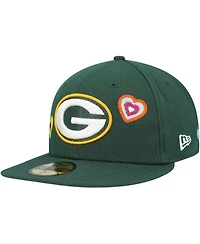 Men's New Era Green Bay Packers Chain Stitch Heart 59FIFTY Fitted Hat