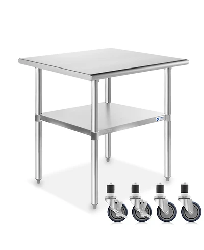 Gridmann 30 x 24 Inch Stainless Steel Table w/ 4 Casters, Nsf Commercial Kitchen Work & Prep Table