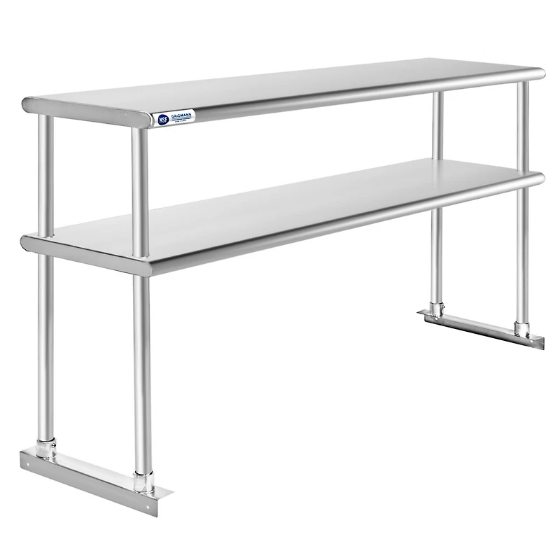 Gridmann Nsf Commercial Stainless Steel Double Overshelf 72" x 12" for Prep & Work Table