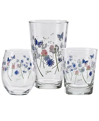 Fiesta Breezy Floral 15-Ounce Tapered Double Old Fashioned (Dof) Glass, Set of 4