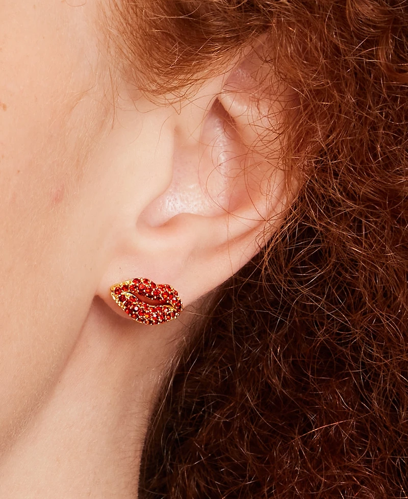 Kate Spade New York Gold-Tone Crystal Lip Stud Earrings