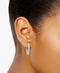 Lab Grown Diamond In & Out Small Hoop Earrings (3/4 ct. t.w.) in Sterling Silver