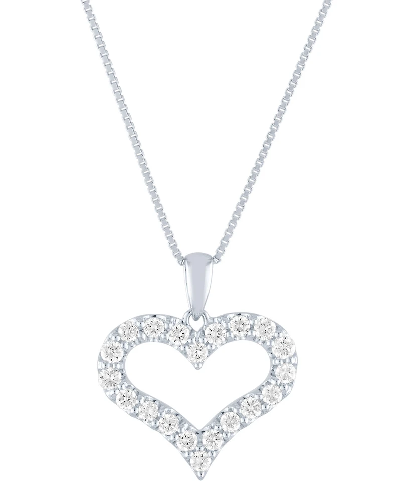 Lab Grown Diamond Heart Pendant Necklace (1/2 ct. t.w.) in Sterling Silver, 16" + 2" extender