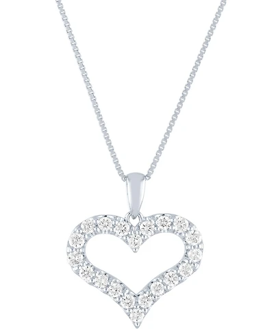Lab Grown Diamond Heart Pendant Necklace (1/2 ct. t.w.) in Sterling Silver, 16" + 2" extender