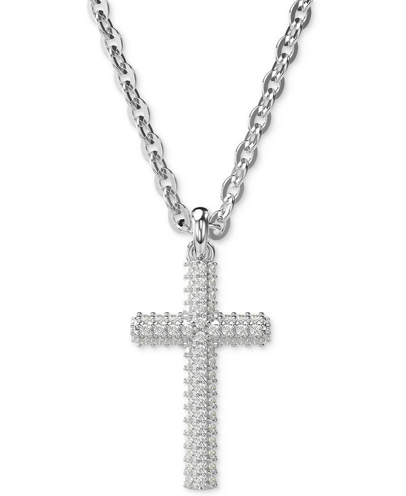 Swarovski Silver-Tone Insigne Crystal Cross Pendant Necklace, 15" + 3" extender