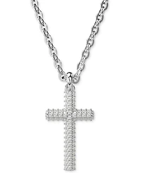 Swarovski Silver-Tone Insigne Crystal Cross Pendant Necklace, 15" + 3" extender
