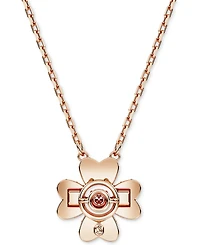 Swarovski Rose Gold-Tone Idyllia Crystal Clover Pendant Necklace, 15" + 2-3/4" extender