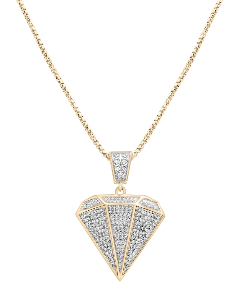 Men's Diamond Pave Shaped 22" Pendant Necklace (1/2 ct. t.w.) in 14k Gold-Plated Sterling Silver
