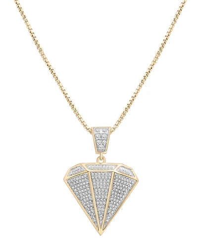 Men's Diamond Pave Shaped 22" Pendant Necklace (1/2 ct. t.w.) in 14k Gold-Plated Sterling Silver