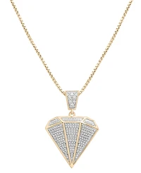 Men's Diamond Pave Shaped 22" Pendant Necklace (1/2 ct. t.w.) in 14k Gold-Plated Sterling Silver