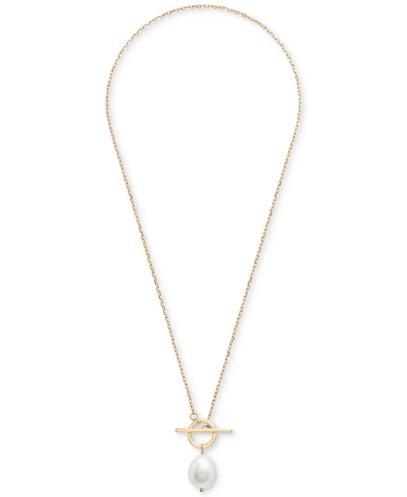 Cultured Freshwater Pearl (14 x 12mm) 16" Toggle Necklace in 14k Gold-Plated Sterling Silver