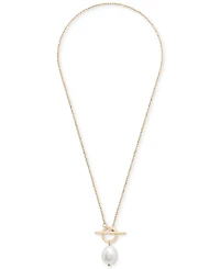 Cultured Freshwater Pearl (14 x 12mm) 16" Toggle Necklace in 14k Gold-Plated Sterling Silver