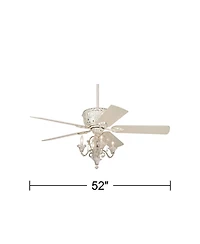 52" Casa Vieja Vintage Chic Ceiling Fan with Light Led Crystal Chandelier Rubbed White Living Room Kitchen Bedroom