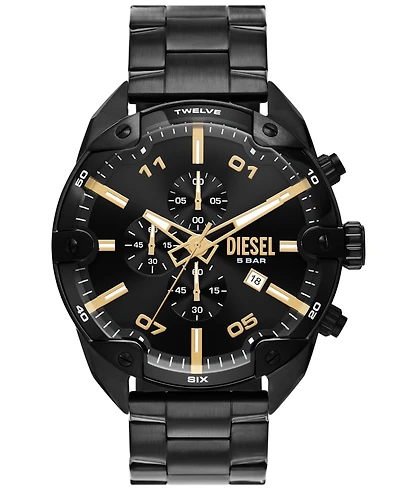 Diesel Men's Spiked Chronograph Black Stainless Steel Watch 49mm