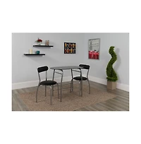 Emma+Oliver 3 Piece Space-Saver Glass Bistro Set With Vinyl Padded Chairs