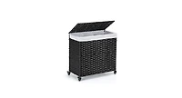 Laundry Hamper with Wheels and Lid-Black