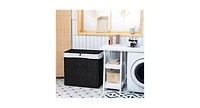 Laundry Hamper with Wheels and Lid-Black