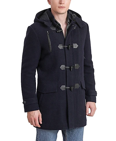 Bgsd Men Tyson Wool Blend Leather Trimmed Toggle Coat