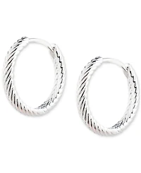 Lauren Ralph Lauren Herringbone-Look Huggie Hoop Earrings in Sterling Silver, 0.64"