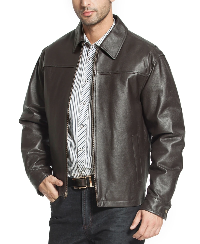 Bgsd Men's Men Greg Open Bottom Zip Front Leather Jacket