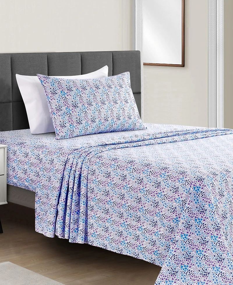 Sunham Microfiber Easy Care Printed -Pc. Sheet Set